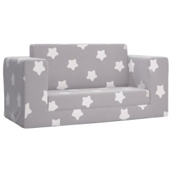 vidaXL Sofá de niños de 2 plazas felpa suave gris claro con estrellas