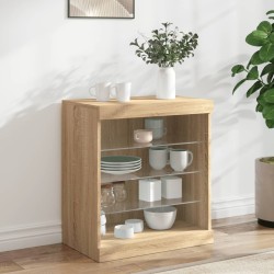 vidaXL Aparador con luces LED roble Sonoma 60,5x37x67 cm