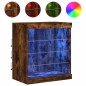 vidaXL Aparador con luces LED roble ahumado 60,5x37x67 cm vidaXL Aparador con luces LED roble ahumado 60,5x37x67 cm