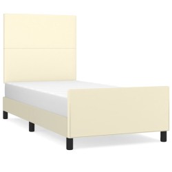 vidaXL Estructura de cama con cabecero cuero sintético crema 80x200 cm