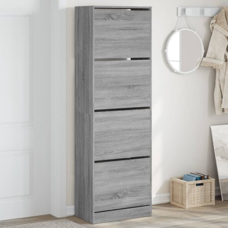 vidaXL Mueble zapatero 4 cajones abatibles gris Sonoma 60x34x187,5 cm