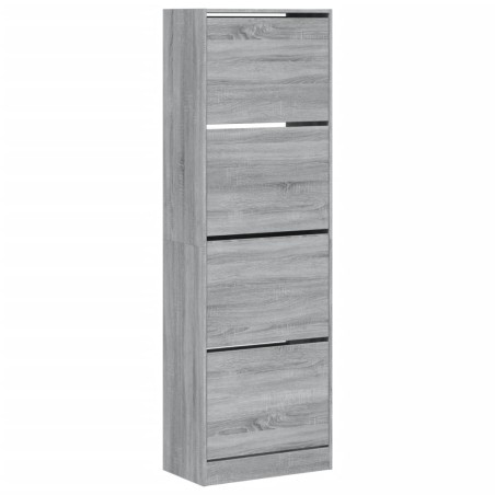 vidaXL Mueble zapatero 4 cajones abatibles gris Sonoma 60x34x187,5 cm