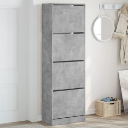 vidaXL Mueble zapatero 4 cajones abatibles gris hormigón 60x34x187,5cm