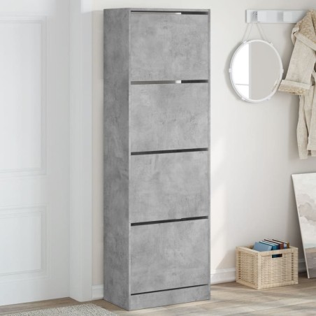 vidaXL Mueble zapatero 4 cajones abatibles gris hormigón 60x34x187,5cm