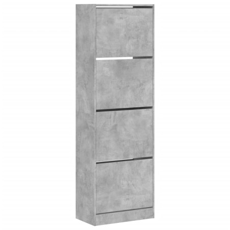 vidaXL Mueble zapatero 4 cajones abatibles gris hormigón 60x34x187,5cm