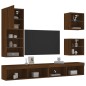 vidaXL Muebles TV pared con LED 5 pzas madera ingeniería marrón roble vidaXL Muebles TV pared con LED 5 pzas madera ingeniería marrón roble
