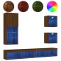 vidaXL Muebles TV pared con LED 5 pzas madera ingeniería marrón roble vidaXL Muebles TV pared con LED 5 pzas madera ingeniería marrón roble