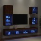 vidaXL Muebles TV pared con LED 5 pzas madera ingeniería marrón roble vidaXL Muebles TV pared con LED 5 pzas madera ingeniería marrón roble