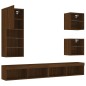 vidaXL Muebles TV pared con LED 5 pzas madera ingeniería marrón roble vidaXL Muebles TV pared con LED 5 pzas madera ingeniería marrón roble