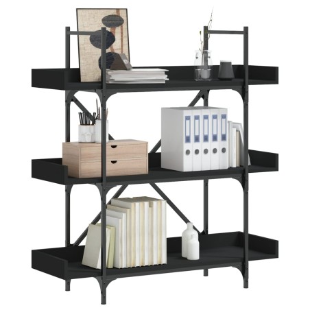 vidaXL Librería de 3 estantes madera ingeniería negro 100x33x108,5 cm