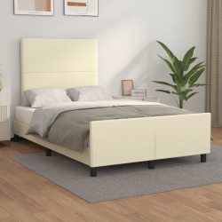 vidaXL Estructura de cama con cabecero cuero sintético crema 120x200cm
