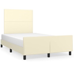 vidaXL Estructura de cama con cabecero cuero sintético crema 120x200cm