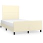 vidaXL Estructura de cama con cabecero cuero sintético crema 120x200cm