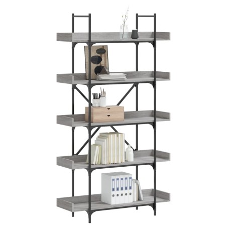 vidaXL Librería 5 estantes madera gris Sonoma 100x33x180,5 cm
