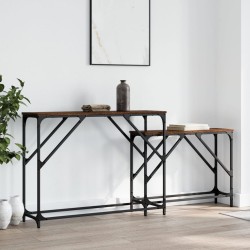 vidaXL Mesas consola apilables 2 pzas madera ingeniería marrón roble