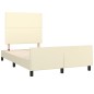 vidaXL Estructura de cama con cabecero cuero sintético crema 120x200cm