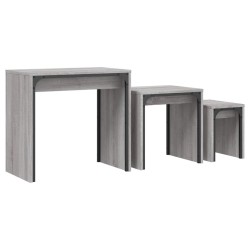 vidaXL Mesas de centro apilables 3 pzas madera ingeniería gris Sonoma