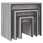 vidaXL Mesas de centro apilables 3 pzas madera ingeniería gris Sonoma