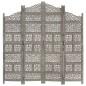 vidaXL Biombo 4 paneles tallado a mano madera mango gris 160x165 cm vidaXL Biombo 4 paneles tallado a mano madera mango gris 160x165 cm