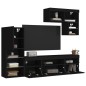vidaXL Muebles de TV de pared con LED 6 pzas madera ingeniería negro