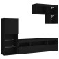 vidaXL Muebles de TV de pared con LED 6 pzas madera ingeniería negro