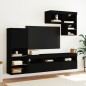 vidaXL Muebles de TV de pared con LED 6 pzas madera ingeniería negro