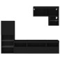 vidaXL Muebles de TV de pared con LED 6 pzas madera ingeniería negro