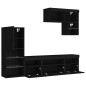vidaXL Muebles de TV de pared con LED 6 pzas madera ingeniería negro
