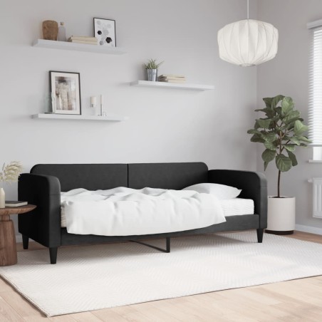 vidaXL Sofá cama con colchón tela negro 80x200 cm