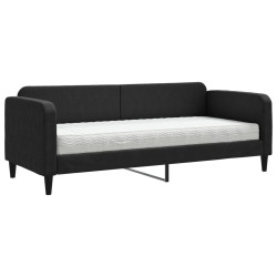 vidaXL Sofá cama con colchón tela negro 80x200 cm