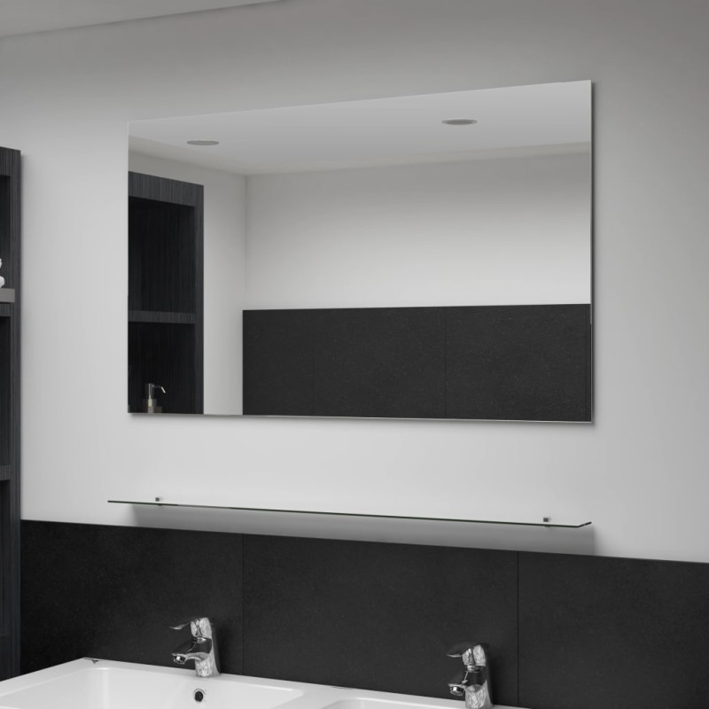 vidaXL Espejo de pared con estante vidrio templado 100x60 cm vidaXL Espejo de pared con estante vidrio templado 100x60 cm