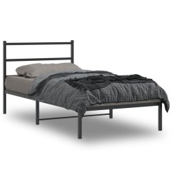 vidaXL Estructura de cama con cabecero metal negro 107x203 cm