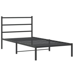 vidaXL Estructura de cama con cabecero metal negro 107x203 cm