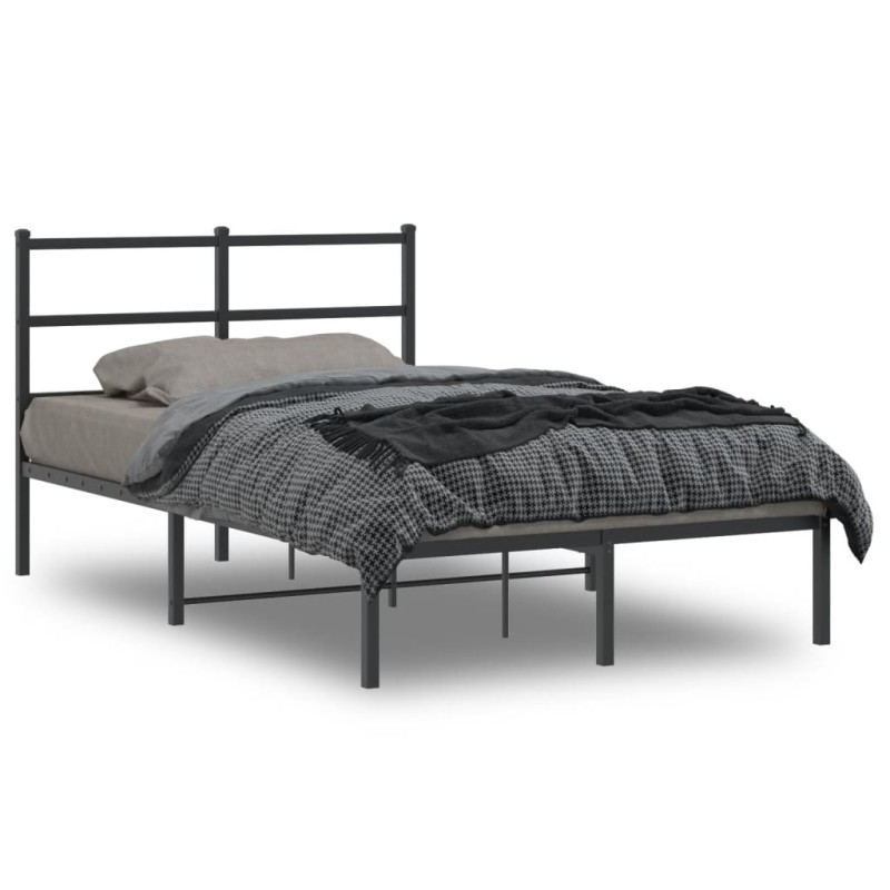 vidaXL Estructura de cama con cabecero metal negro 120x200 cm
