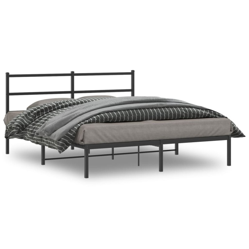 vidaXL Estructura de cama con cabecero metal negro 160x200 cm vidaXL Estructura de cama con cabecero metal negro 160x200 cm