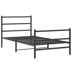 vidaXL Estructura de cama con cabecero y estribo metal negro 100x190cm