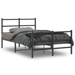 vidaXL Estructura de cama con cabecero y estribo metal negro 120x190cm