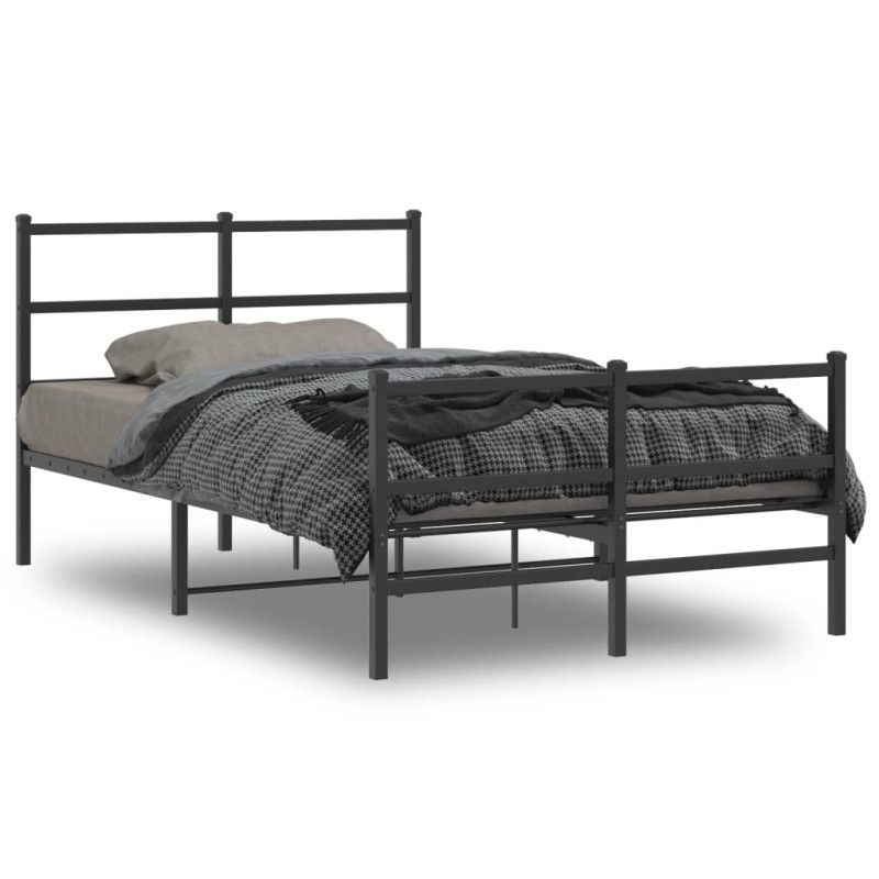 vidaXL Estructura de cama con cabecero y estribo metal negro 120x190cm vidaXL Estructura de cama con cabecero y estribo metal negro 120x190cm