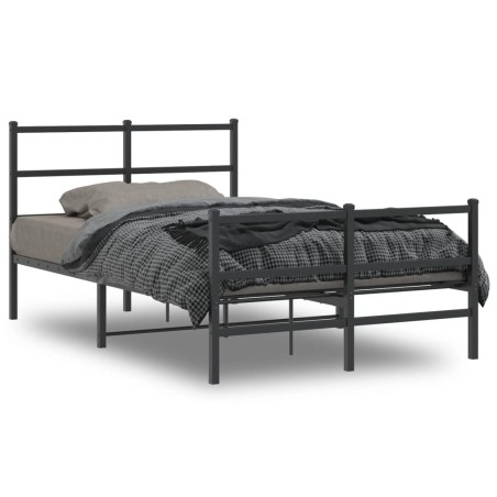 vidaXL Estructura de cama con cabecero y estribo metal negro 120x190cm