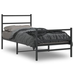 vidaXL Estructura de cama con cabecero y estribo metal negro 90x190 cm