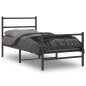 vidaXL Estructura de cama con cabecero y estribo metal negro 90x190 cm