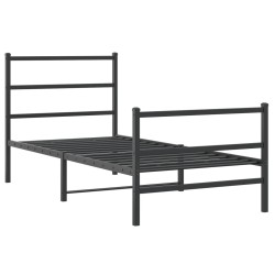 vidaXL Estructura de cama con cabecero y estribo metal negro 90x190 cm