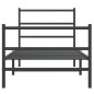 vidaXL Estructura de cama con cabecero y estribo metal negro 90x190 cm