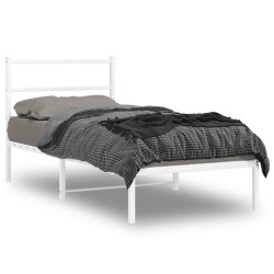 vidaXL Estructura de cama de metal con cabecero blanco 90x190 cm