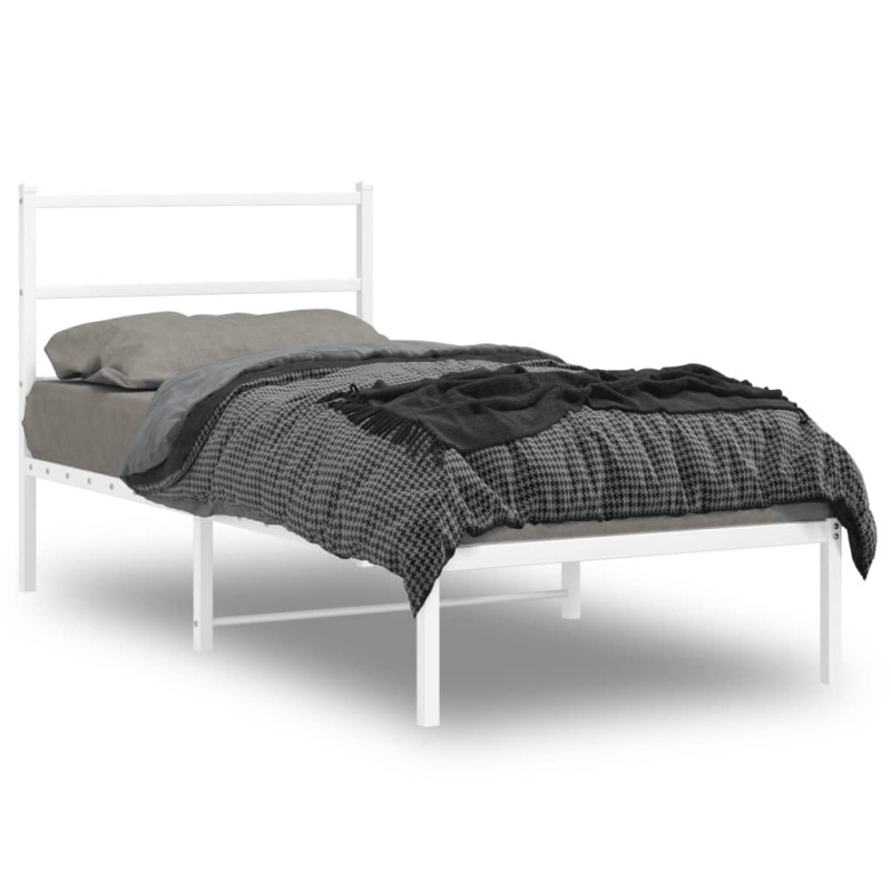 vidaXL Estructura de cama de metal con cabecero blanco 90x190 cm vidaXL Estructura de cama de metal con cabecero blanco 90x190 cm