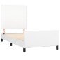vidaXL Estructura de cama con cabecero cuero sintético blanco 90x190cm vidaXL Estructura de cama con cabecero cuero sintético blanco 90x190cm