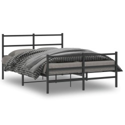 vidaXL Estructura de cama con cabecero y estribo metal negro 135x190cm