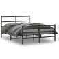 vidaXL Estructura de cama con cabecero y estribo metal negro 135x190cm