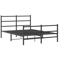 vidaXL Estructura de cama con cabecero y estribo metal negro 135x190cm