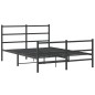 vidaXL Estructura de cama con cabecero y estribo metal negro 135x190cm